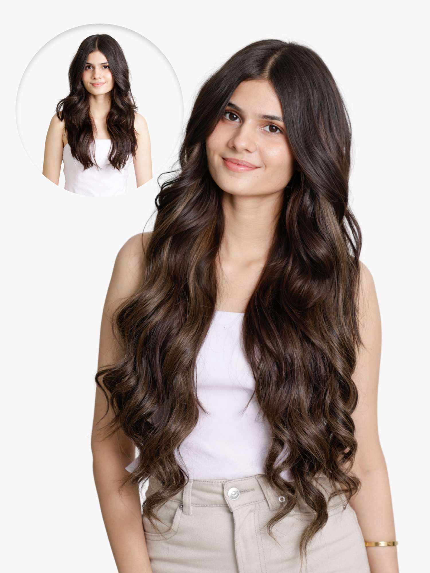 Ash Brown Balayage Seamless Clip In Extension – 1 Hair Stop India