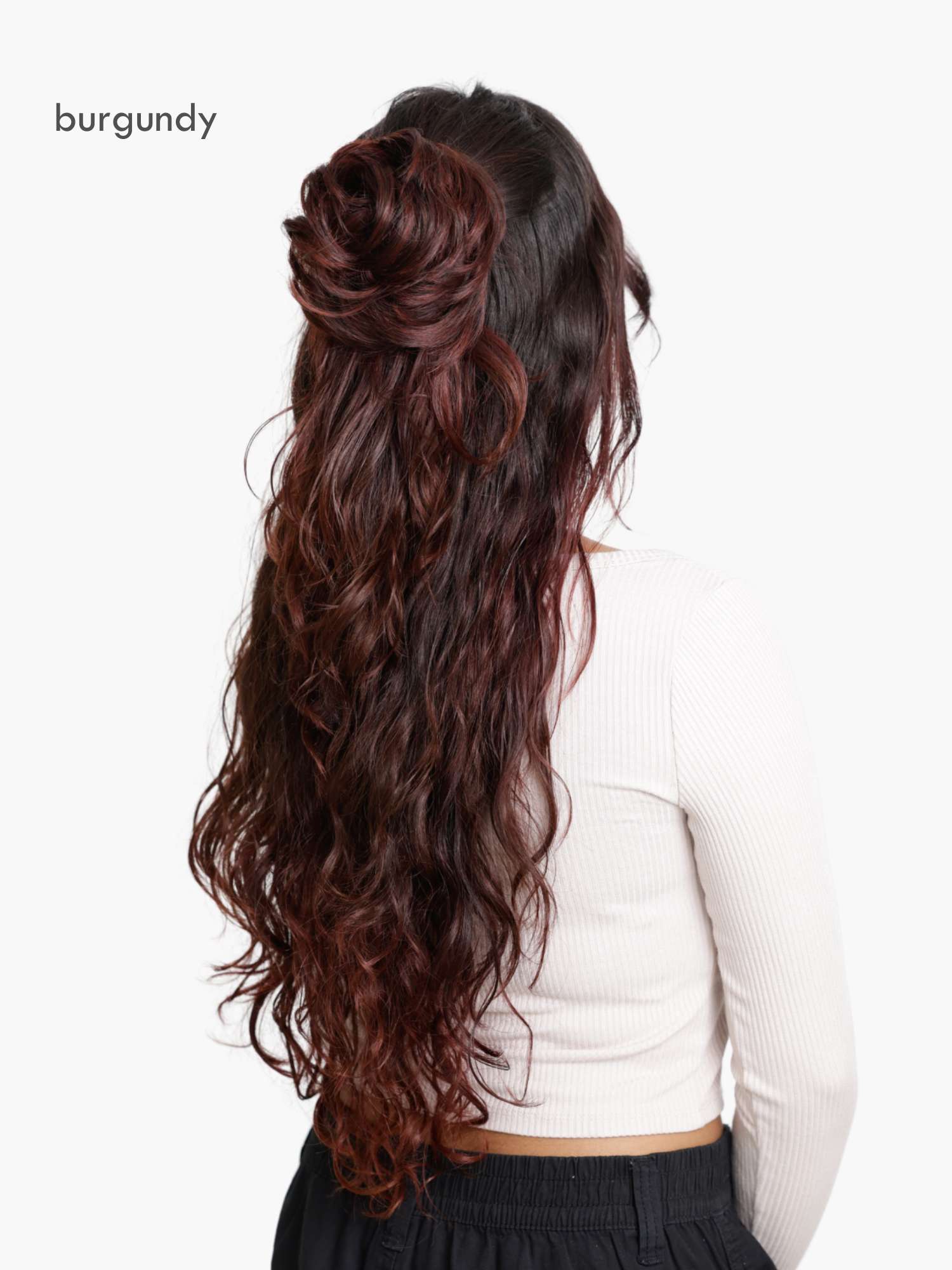 Messy bun scrunchie burgundy colour