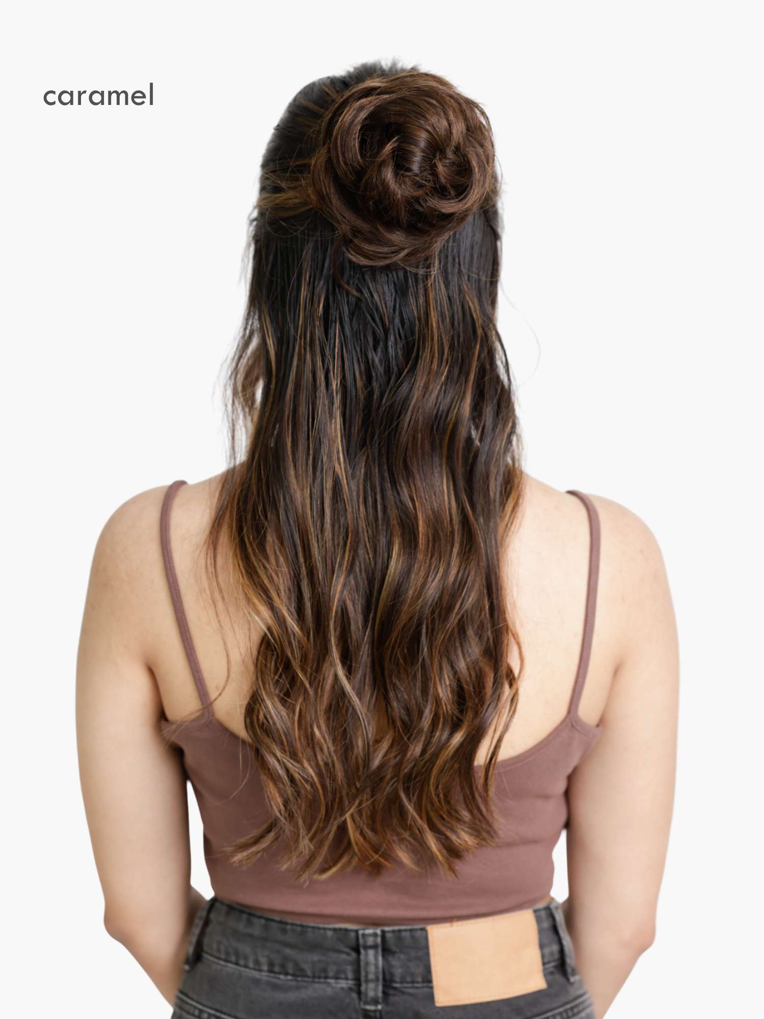 Messy bun scrunchie back view after application