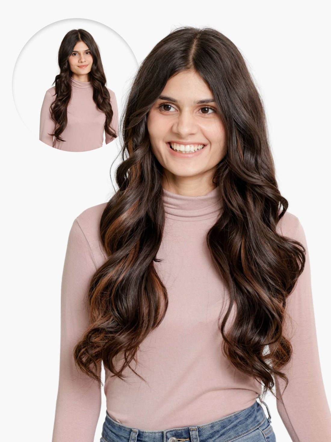 3 set mocha brown balayage clip-in extensions