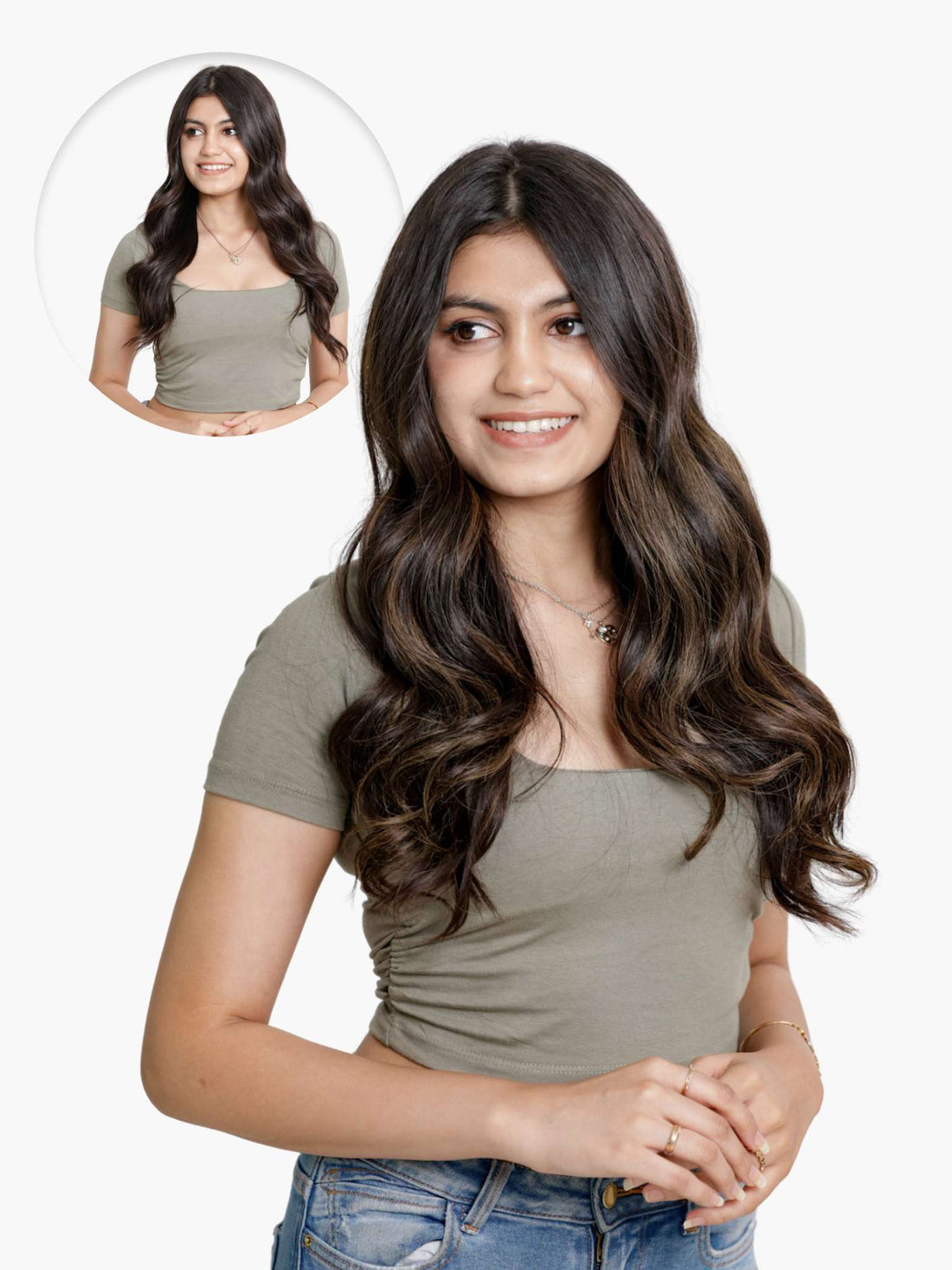 3 set ash brown balayage clip-in extensions