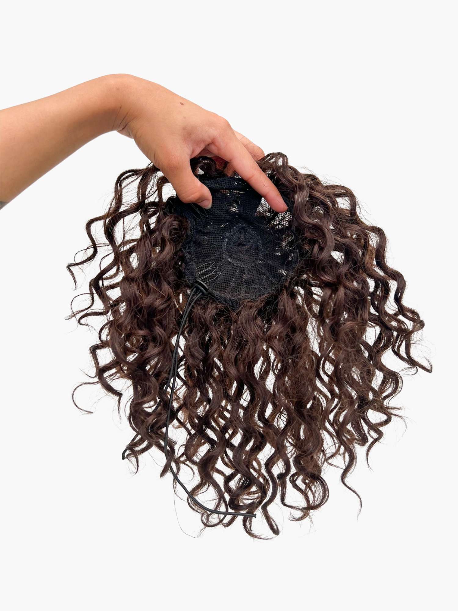 Human hair curly clip-in bun