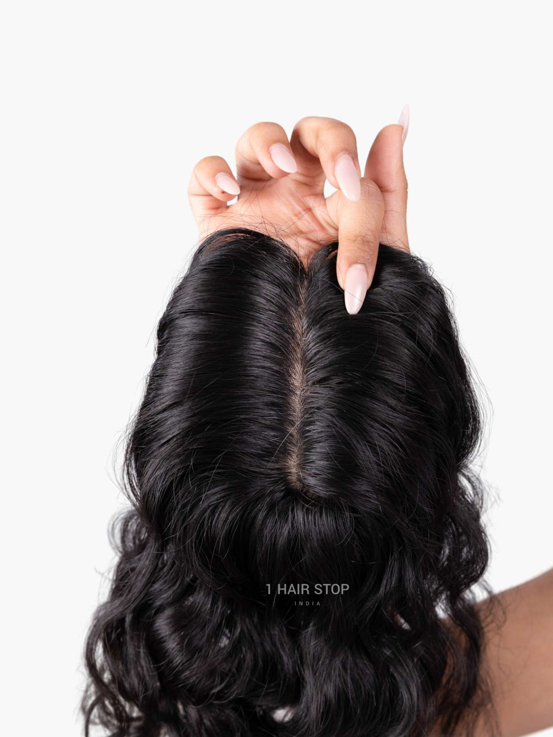 top look of curly silk hair topper