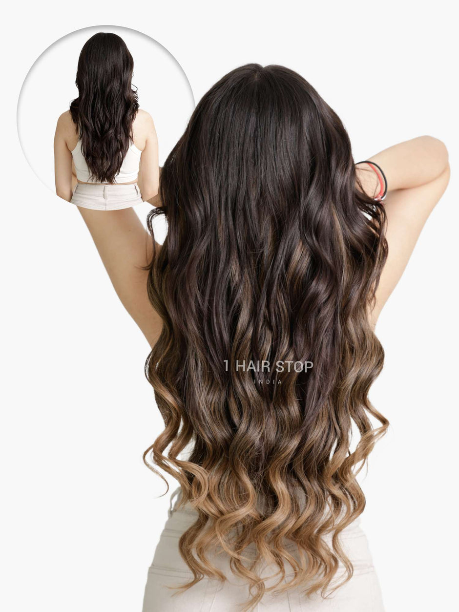 Balayage Clipin Hair Extensions Human Hair Extensions in India 1